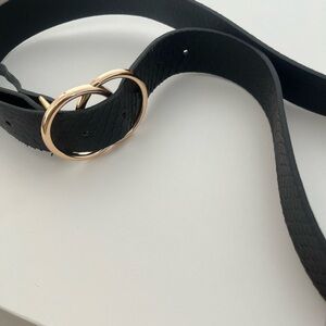 Medium Black Snake Skin Faux Leather Belt